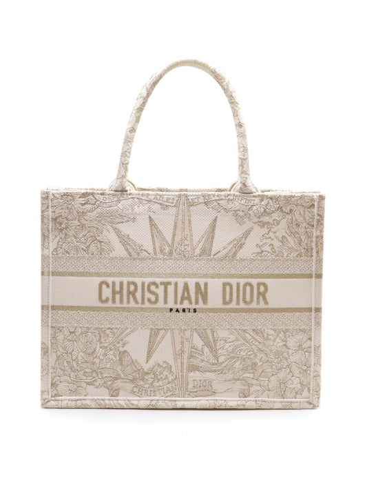 DIOR 刺繡無限夢境Tote - 中號白金