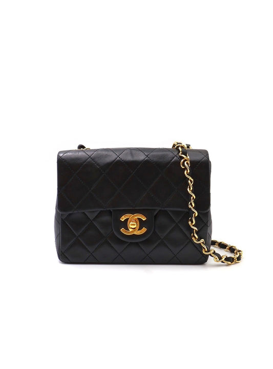 CHANEL 復古羊皮老香方胖 - 黑金12開
