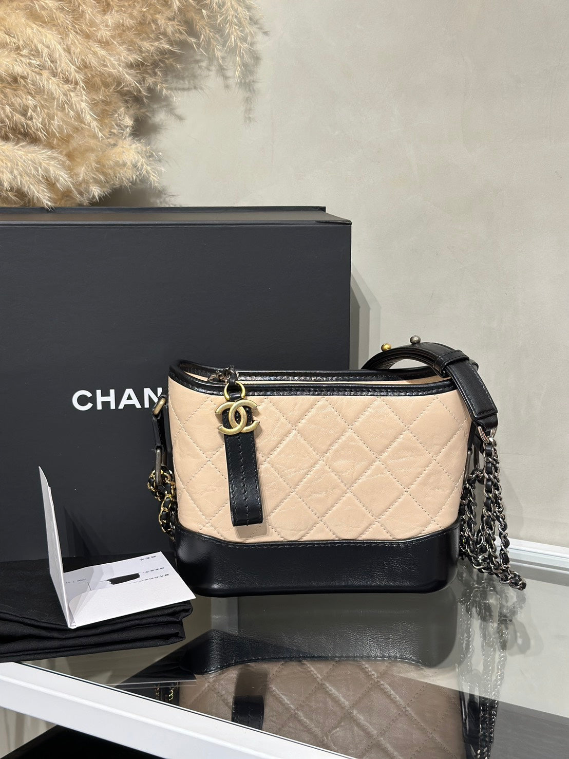 CHANEL 雙鍊條流浪包 - 小號奶茶29開