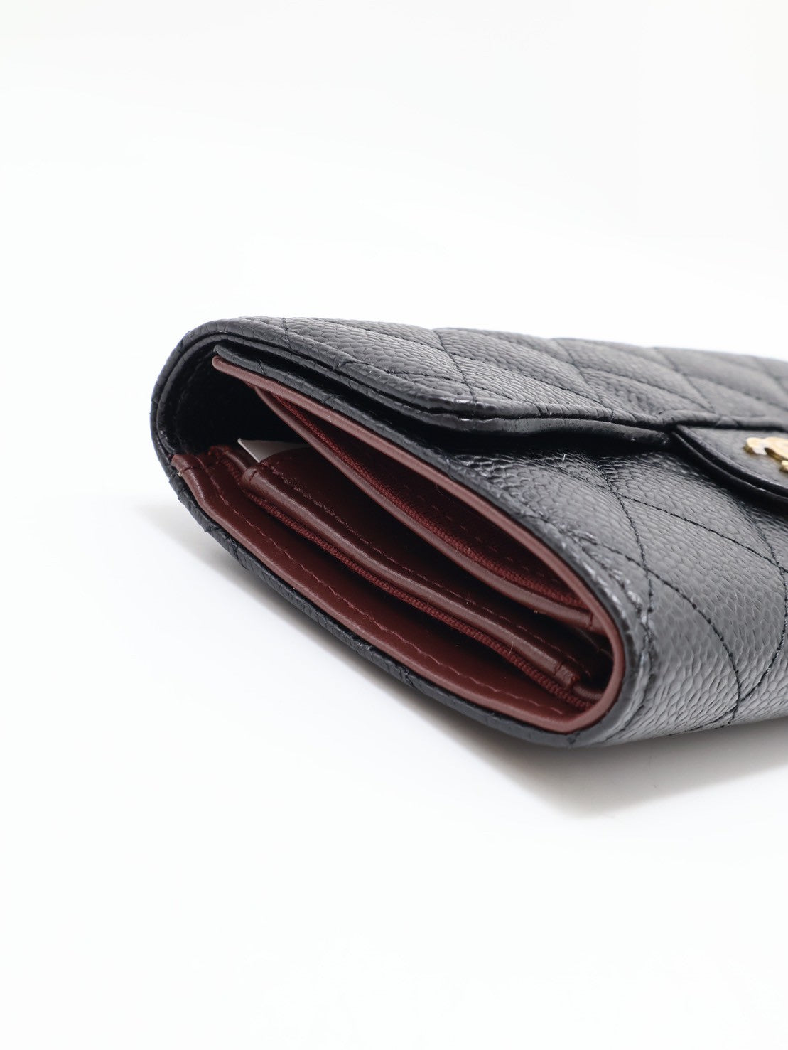 CHANEL 經典粒面牛皮中夾 - 黑金