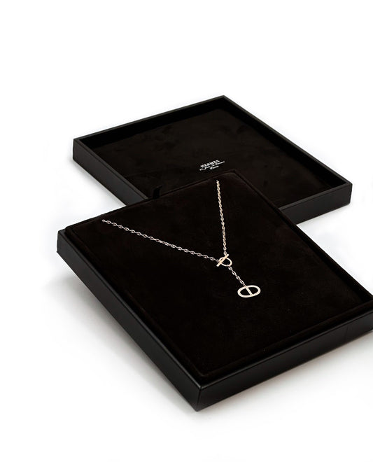 HERMES Chaine d'ancre contour豬鼻玫瑰金鑽石項鍊