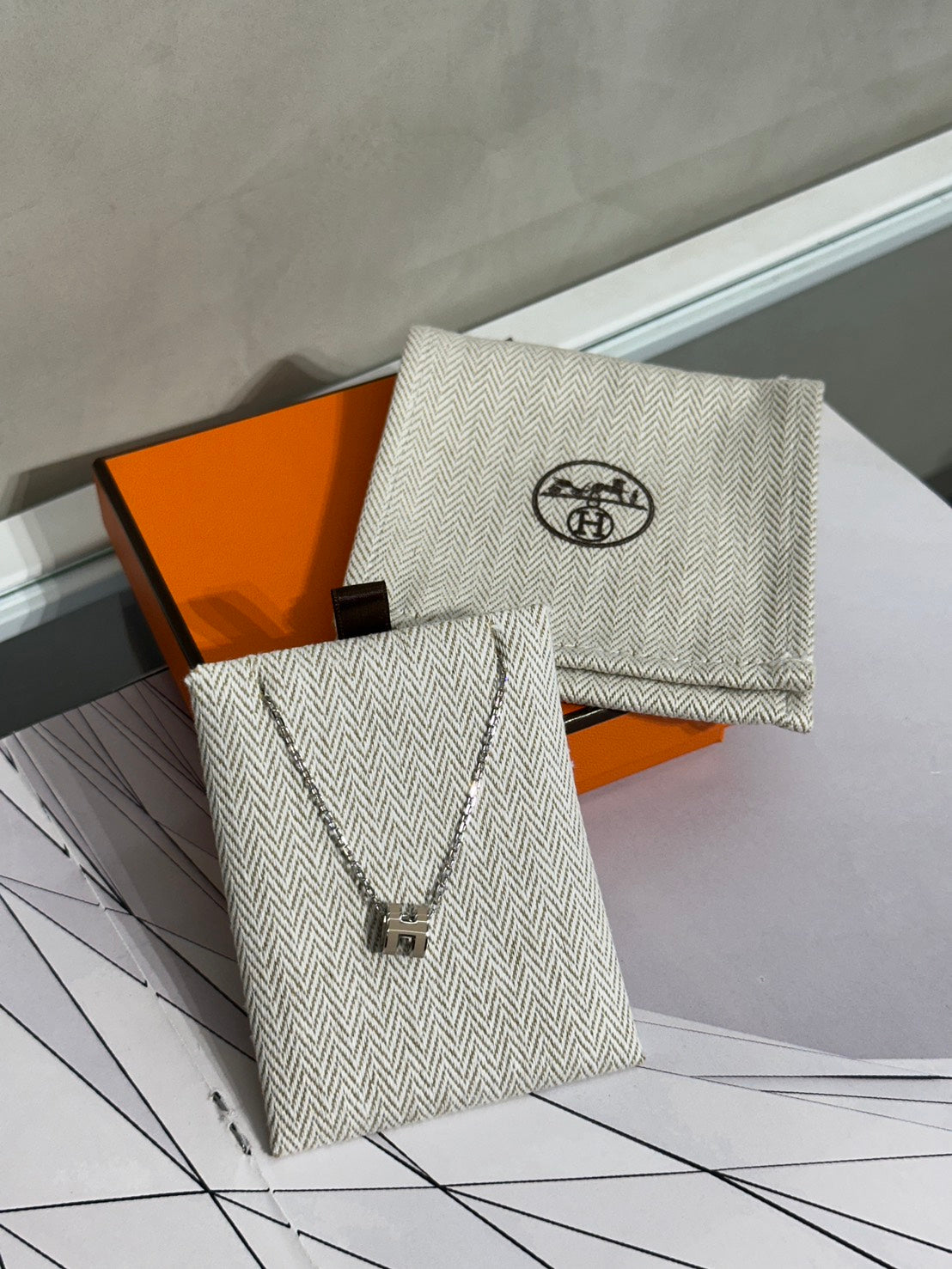 HERMES Mini Pop H項鍊 - 奶茶銀