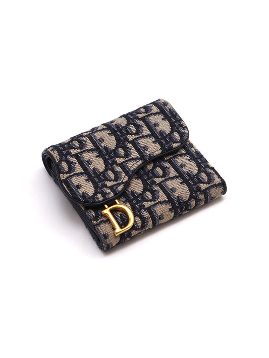 DIOR Saddle老花三折短夾
