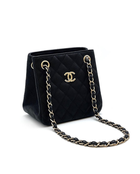 CHANEL Mini tote粒面牛皮水桶包