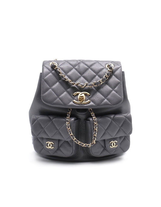 CHANEL Duma青蛙後背包 - 中號深灰金