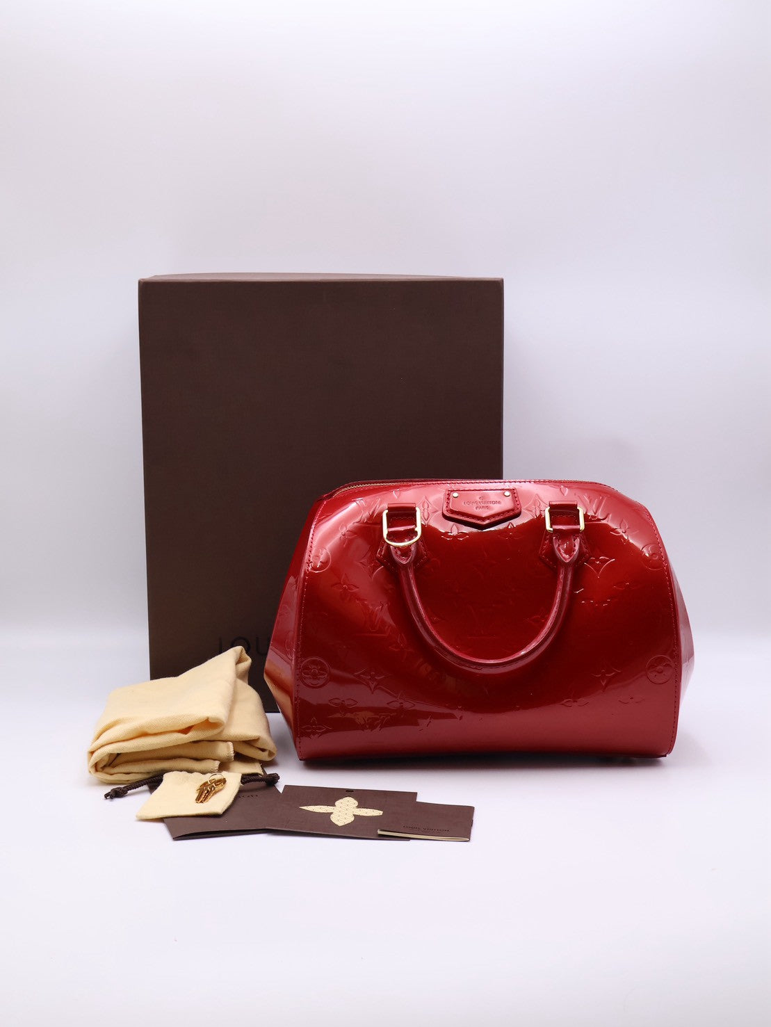 LOUIS VUITTON 漆皮波士頓手提包 - 紅