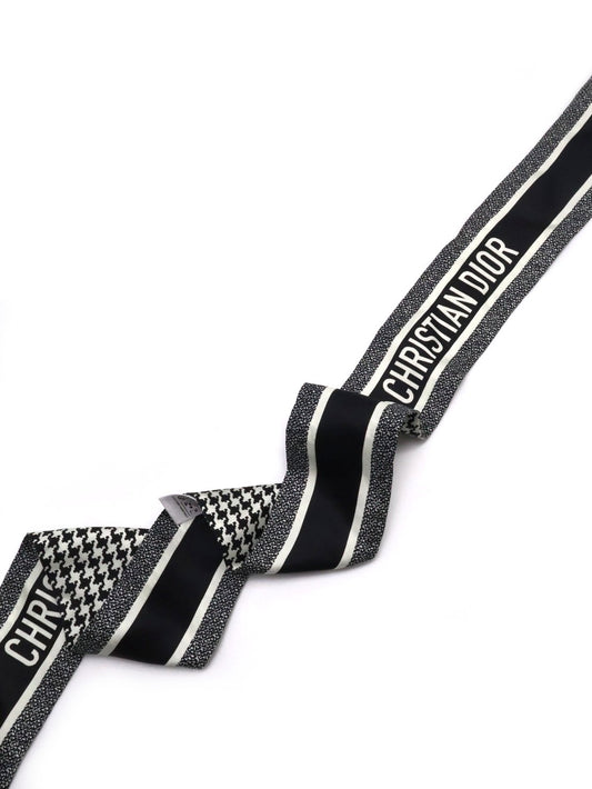 DIOR Christian Dior千鳥格絲巾 - 黑