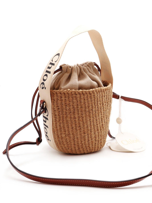 Chloe Woody草編手提包 - 米白