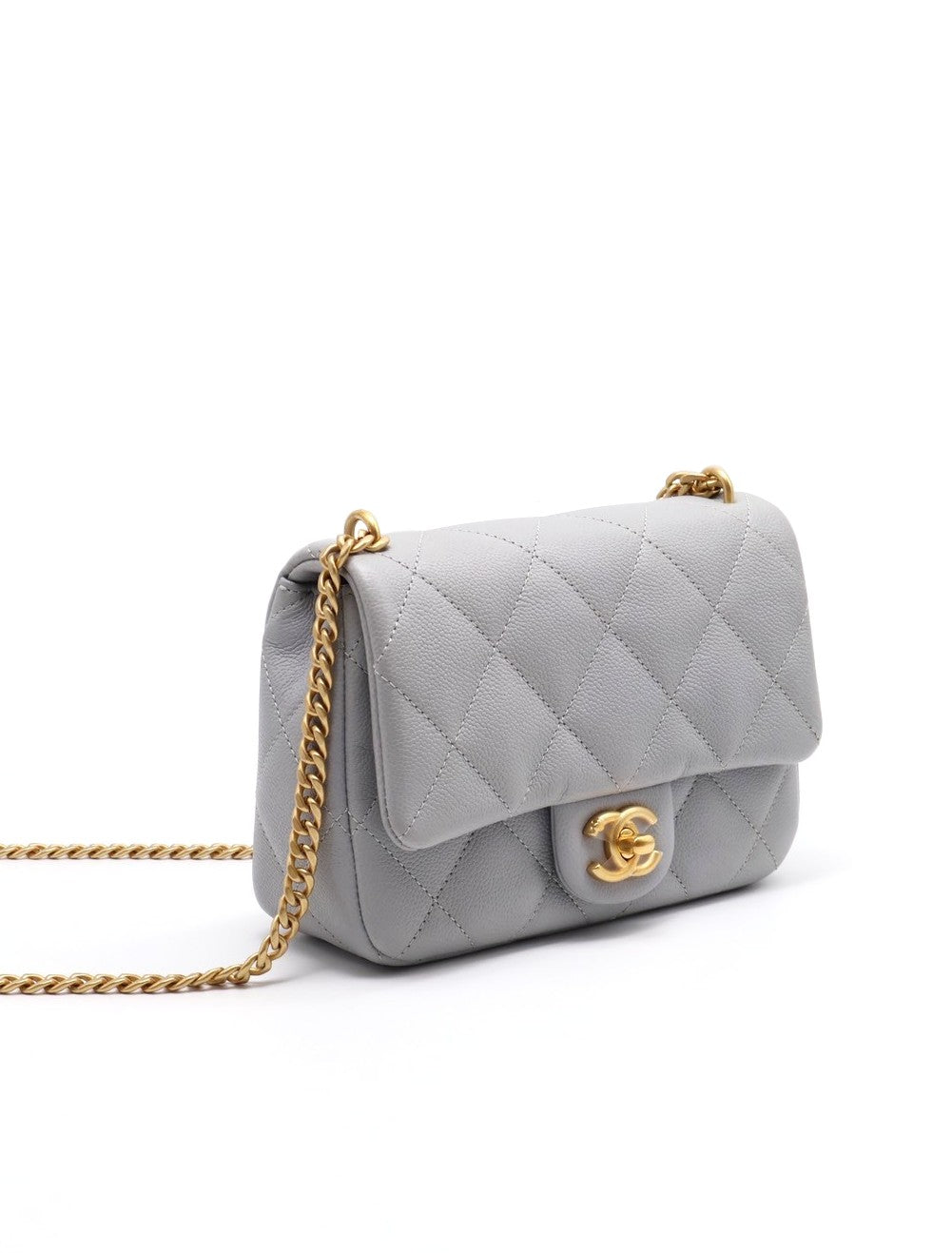 CHANEL 愛心調節釦口蓋包 20 - 灰金