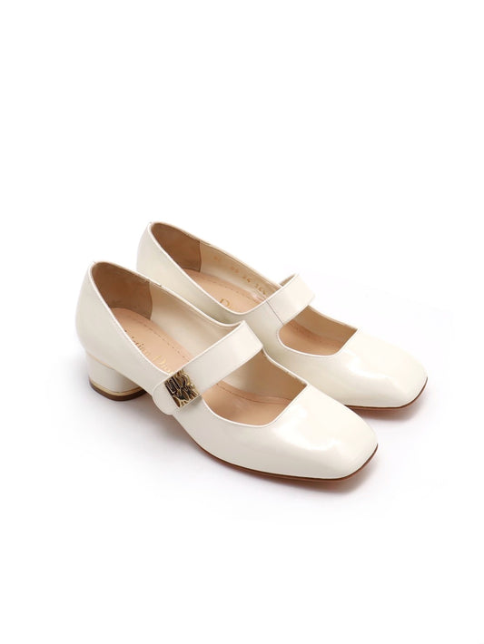 DIOR Miss Dior漆皮低跟瑪莉珍鞋 - 米白 35.5