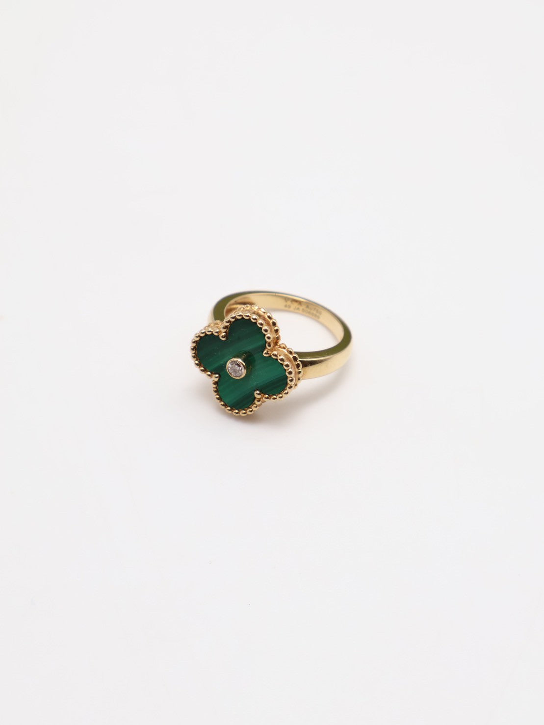 Van Cleef & Arpels 孔雀石18K金四葉草戒指 - Vintage Alhambra
