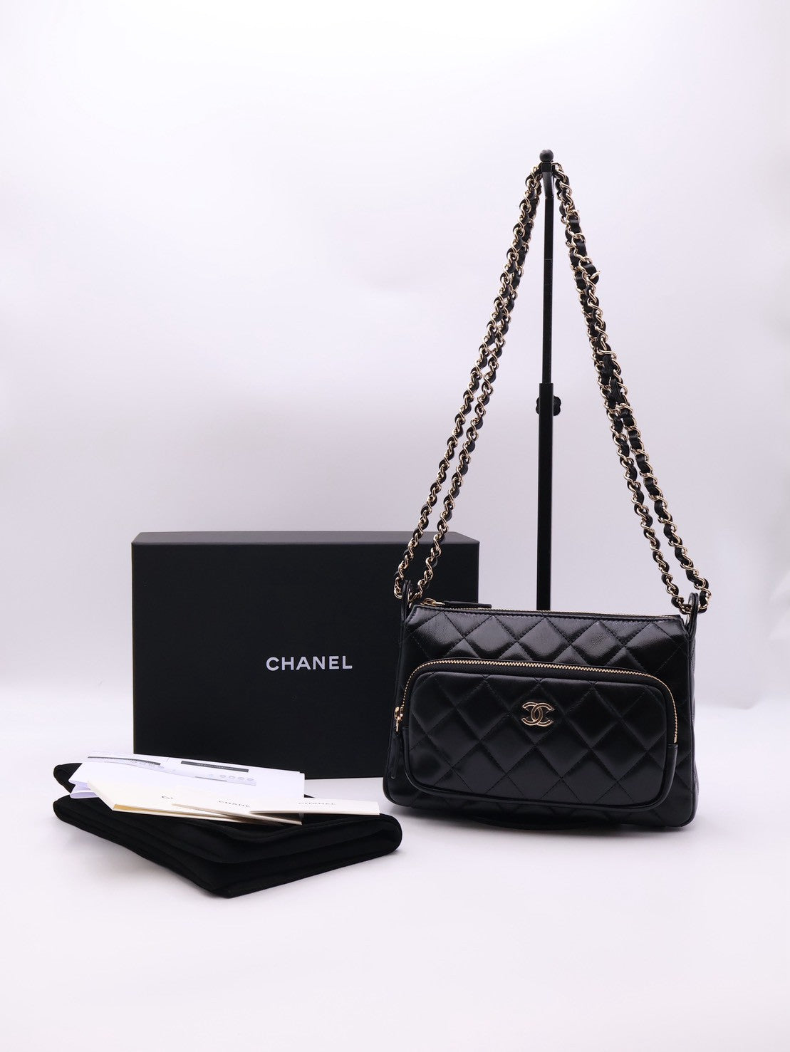 CHANEL 26P雙鍊條相機包 - 黑金