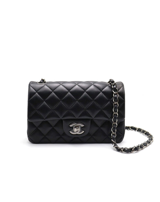 CHANEL 經典口蓋包 Mini CF20 - 黑銀23開