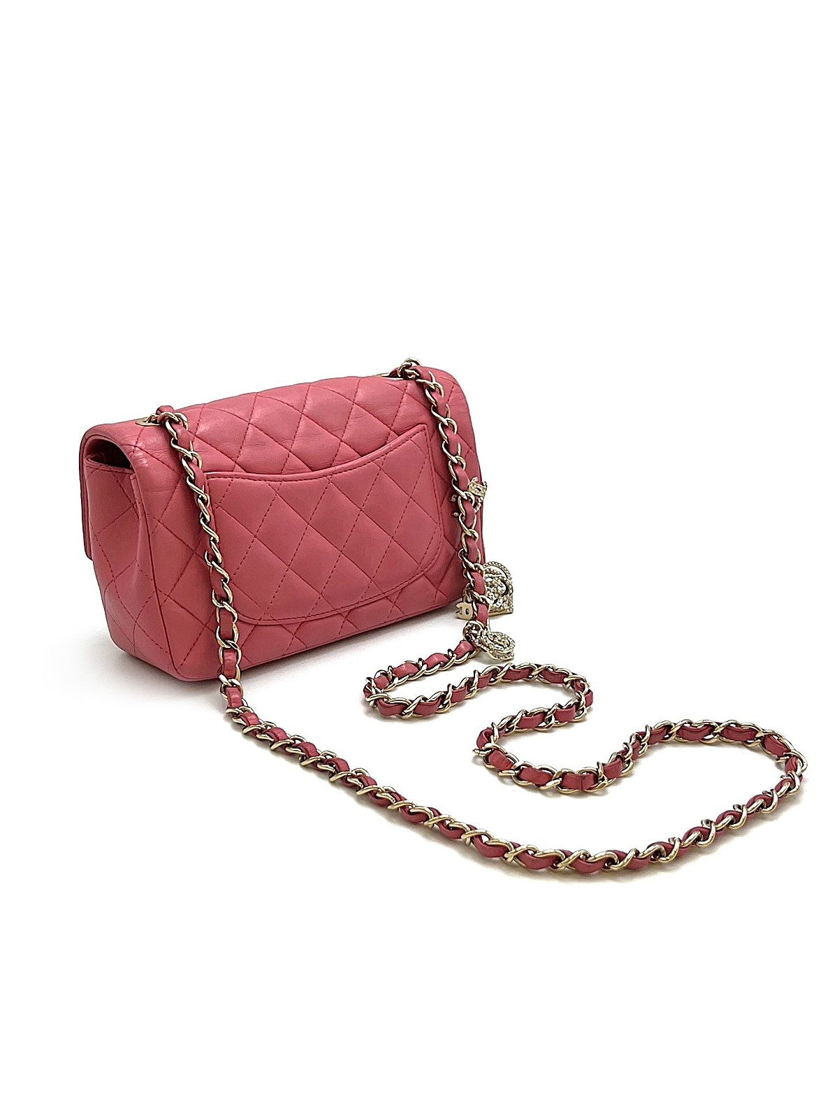 CHANEL 經典口蓋包 Mini CF20 - 吊墜玫瑰淡金