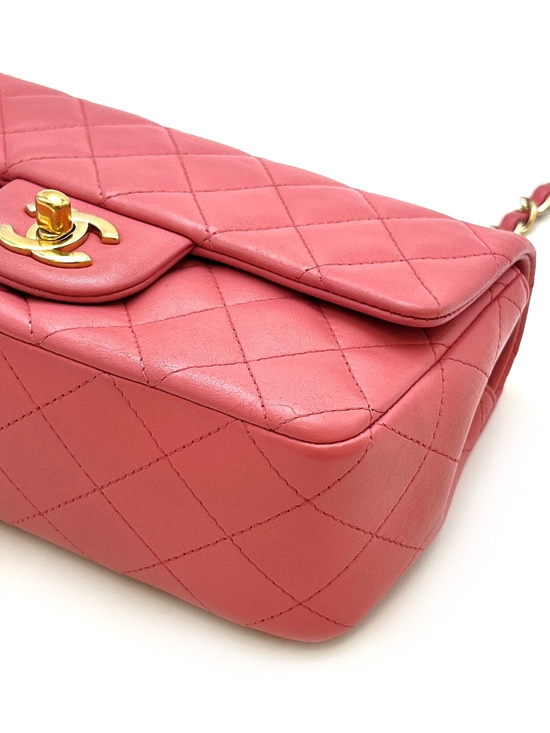 CHANEL 經典口蓋包 Mini CF20 - 吊墜玫瑰淡金