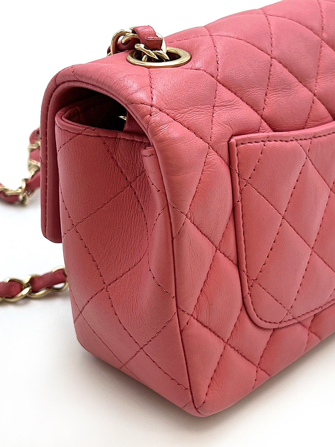 CHANEL 經典口蓋包 Mini CF20 - 吊墜玫瑰淡金