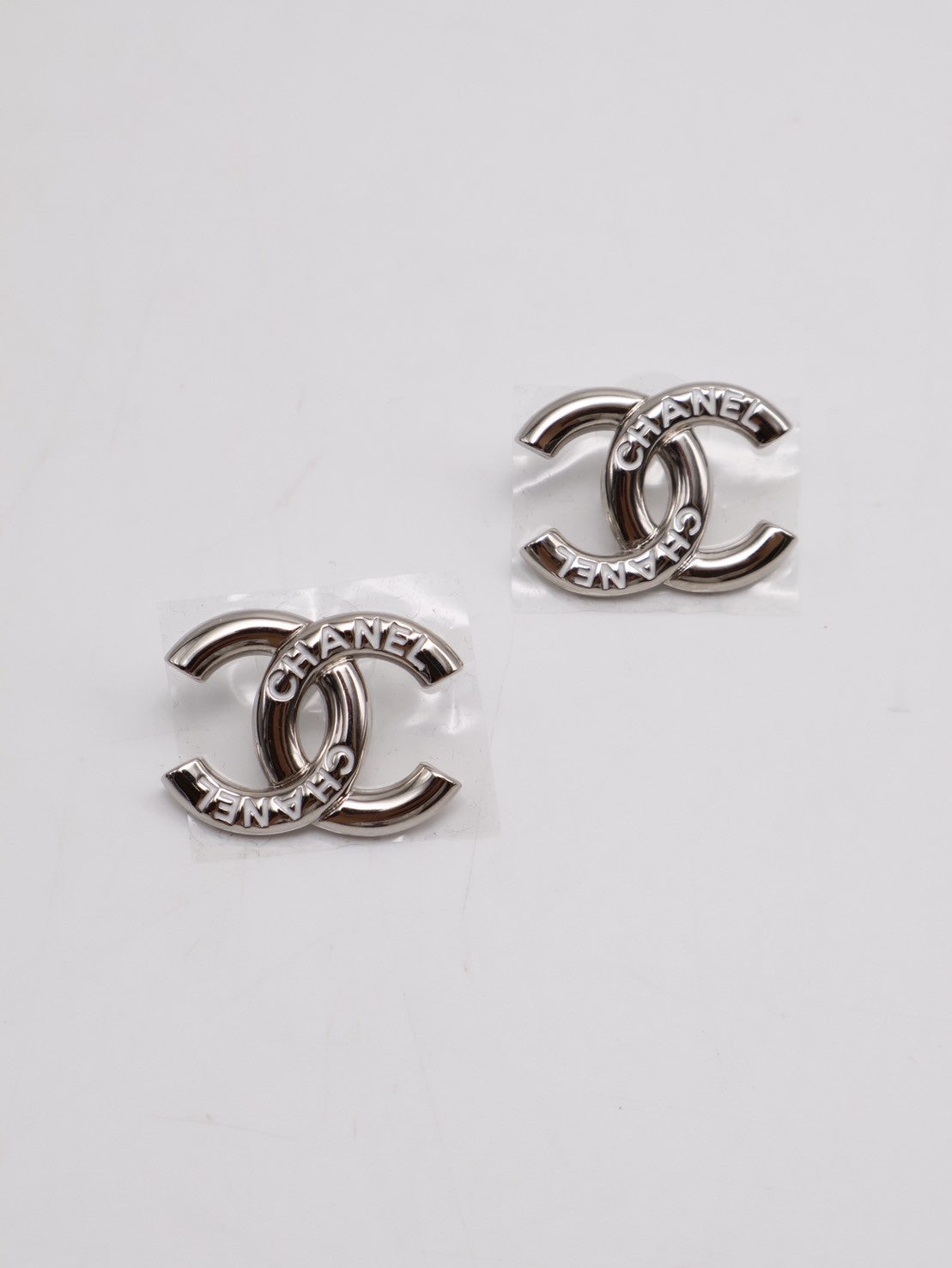 CHANEL 25C白琺瑯CHANEL雙C耳環
