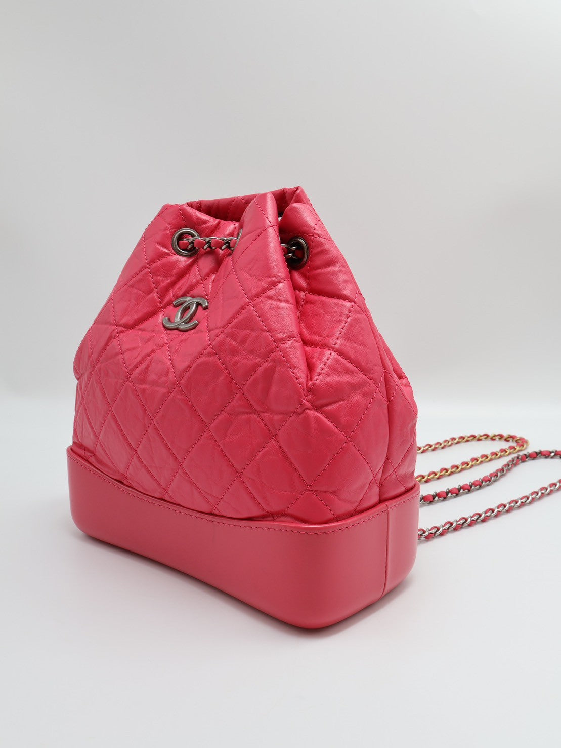 CHANEL Gabrielle復古雙肩流浪包 - 小號桃粉30開