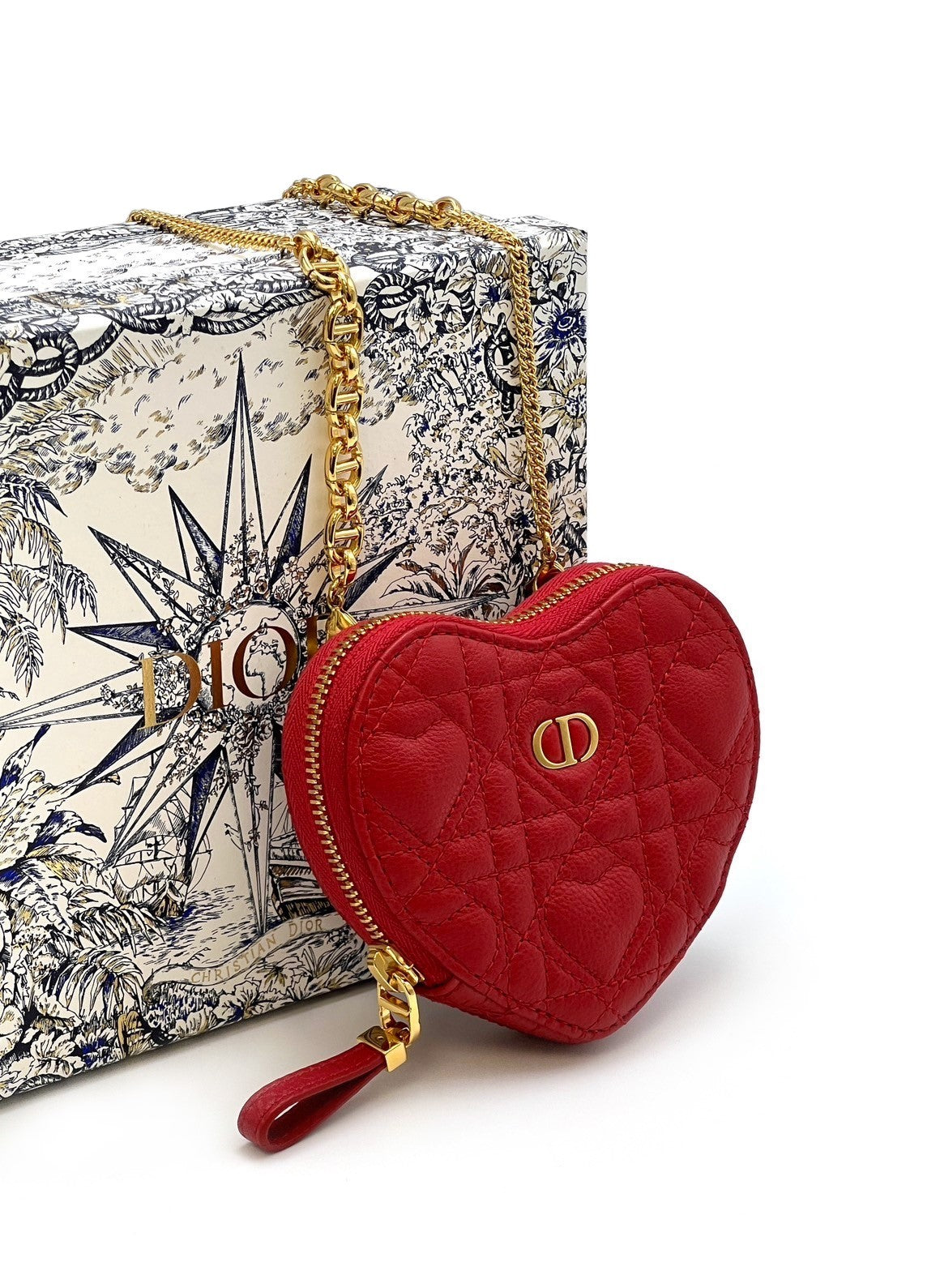 DIOR Caro Cannage 籐格紋愛心鏈包