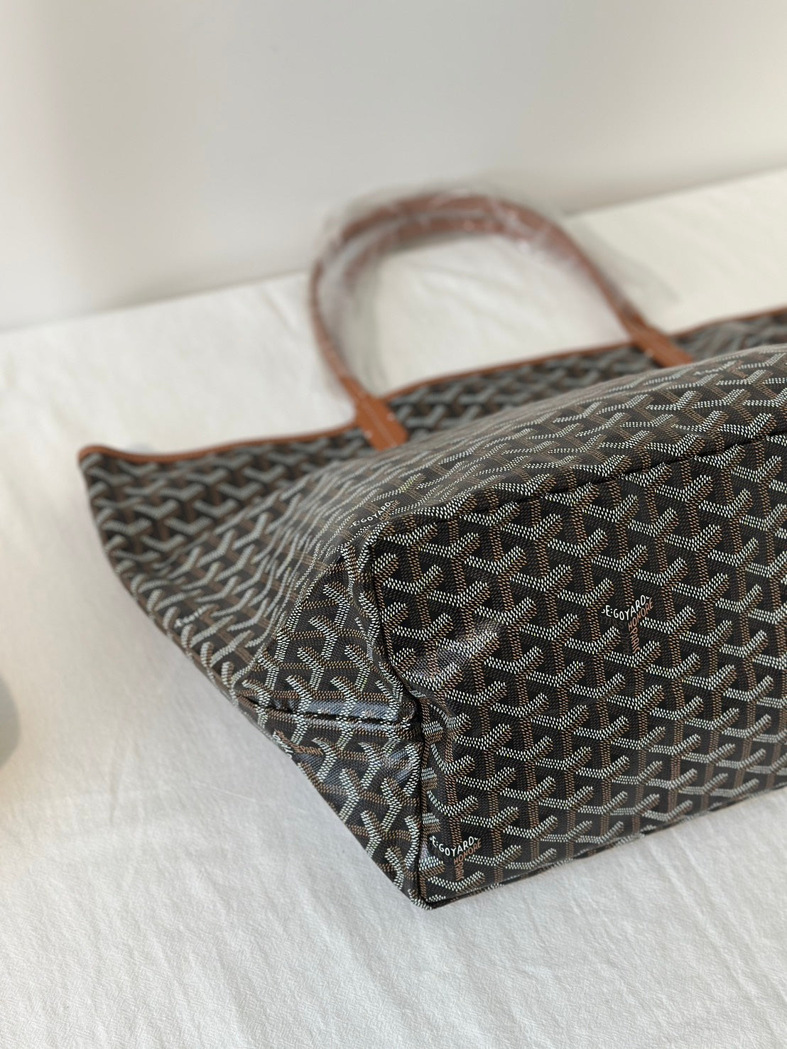 GOYARD 經典亞麻帆布Tote - 大號棕