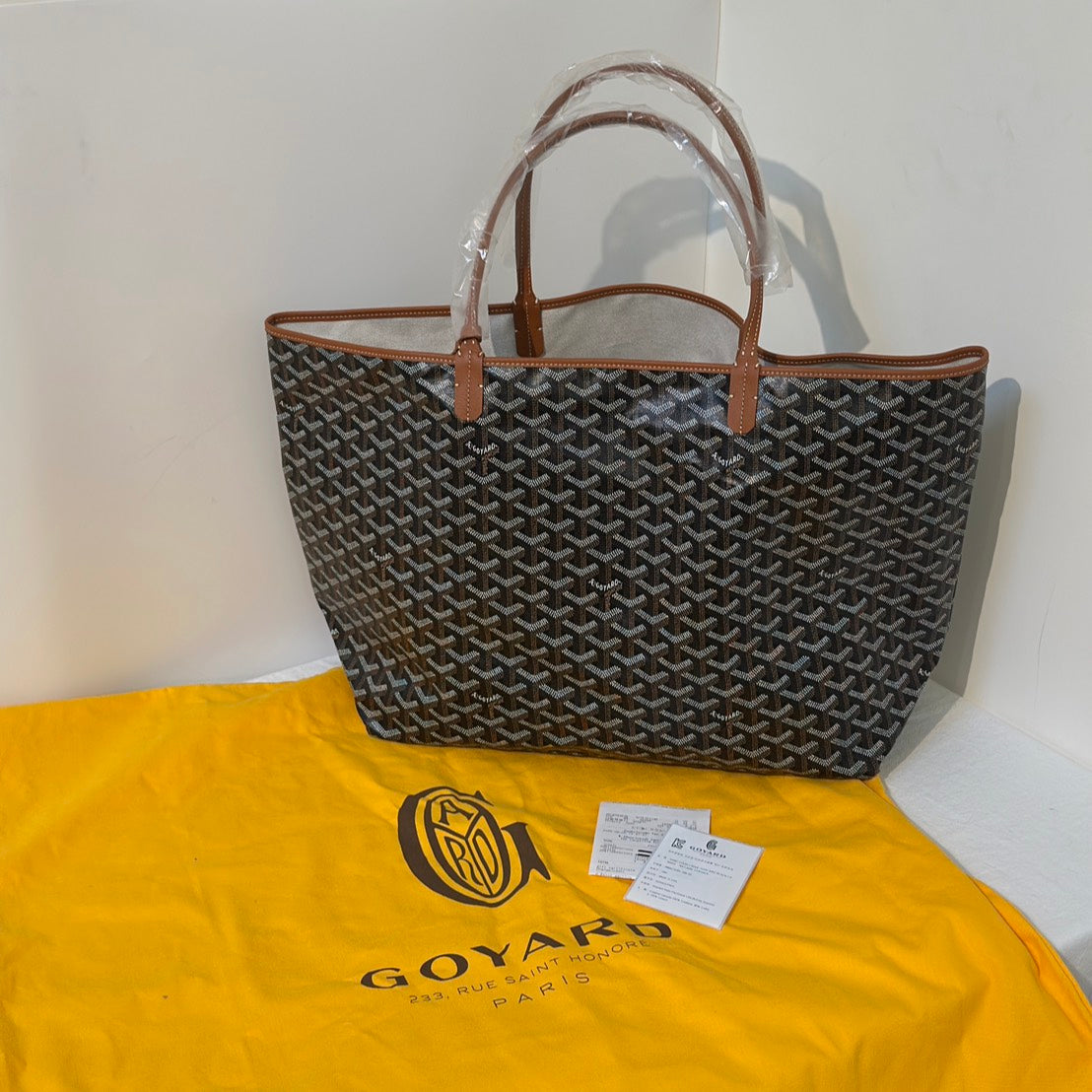 GOYARD 經典亞麻帆布Tote - 大號棕