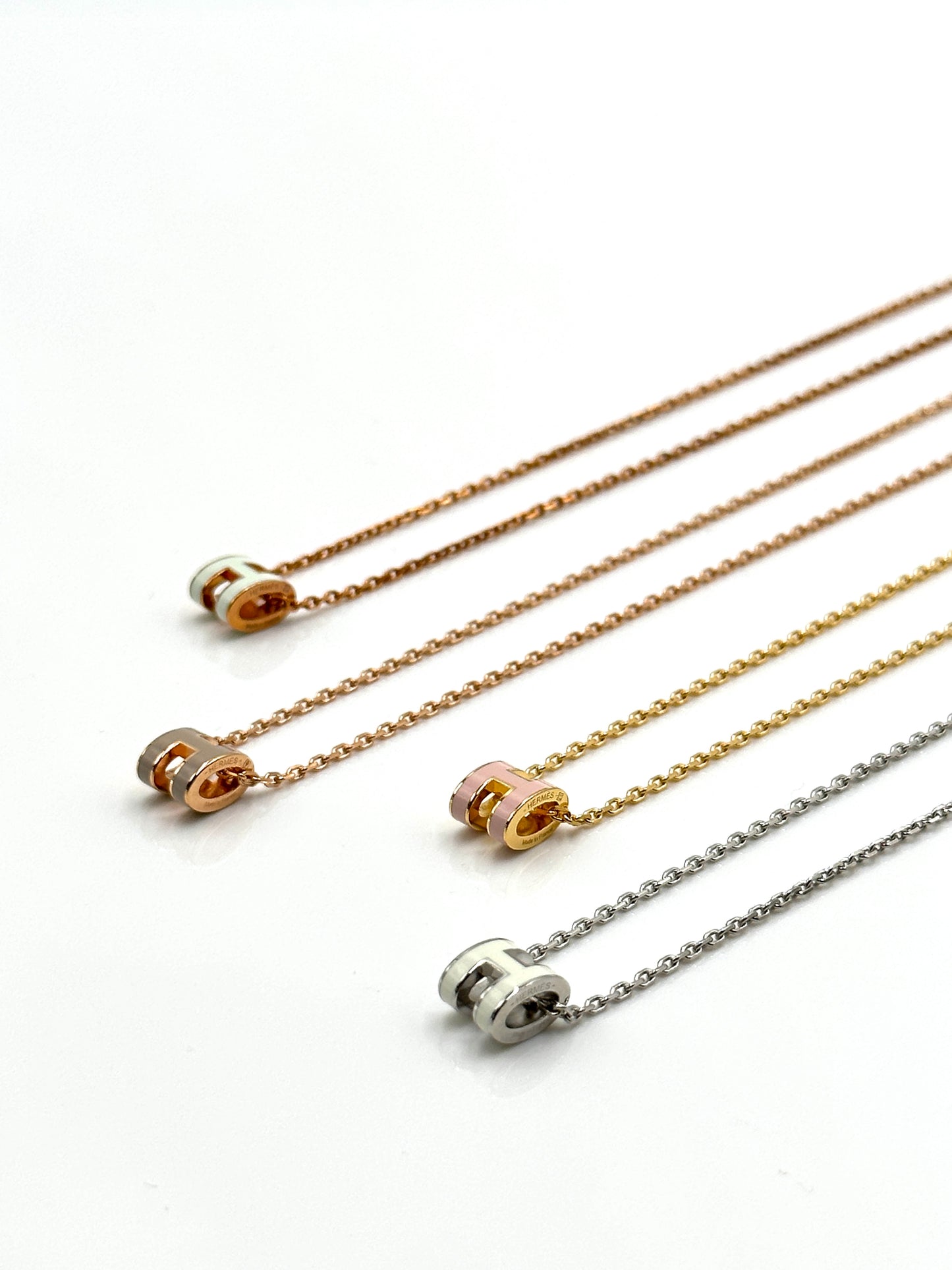 HERMES Mini pop H項鍊 - 泡泡綠玫瑰金