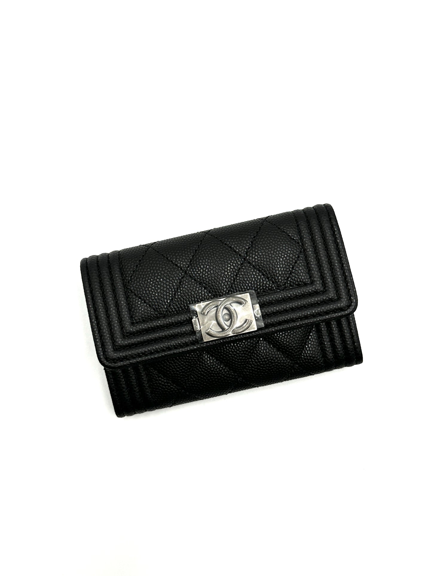 CHANEL Boy 復古銀扣卡包
