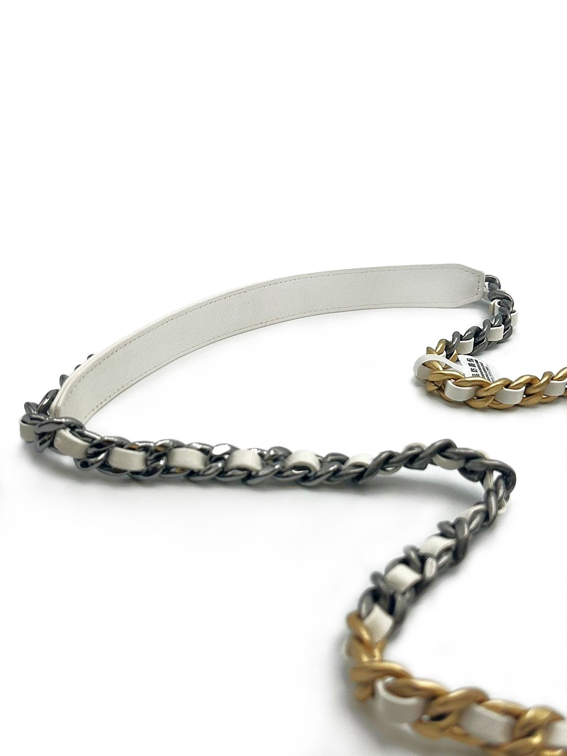 CHANEL 19 經典菱格紋雙色鍊WOC - 白金