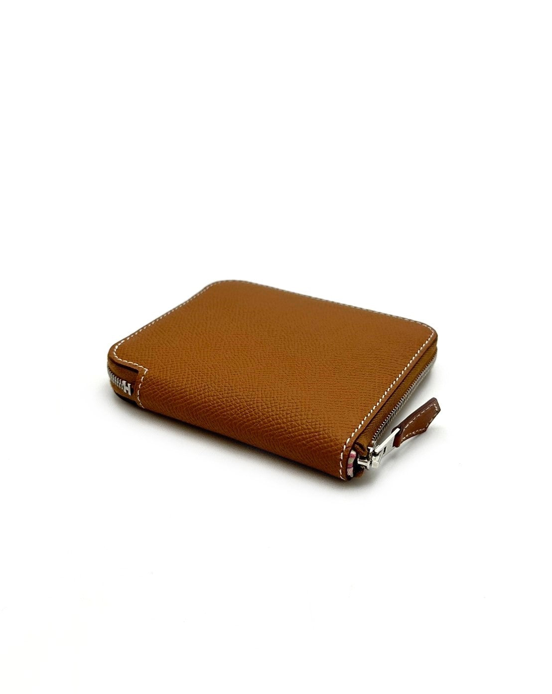 HERMES Silk'in 絲巾拉鍊短夾 - 金棕 / 自由之城 W