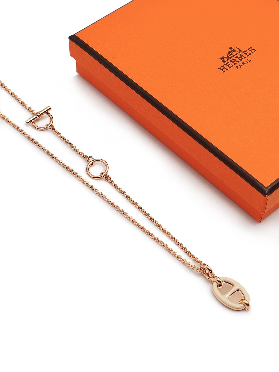 HERMES Mini maillon PM項鍊 - 奶油玫瑰金