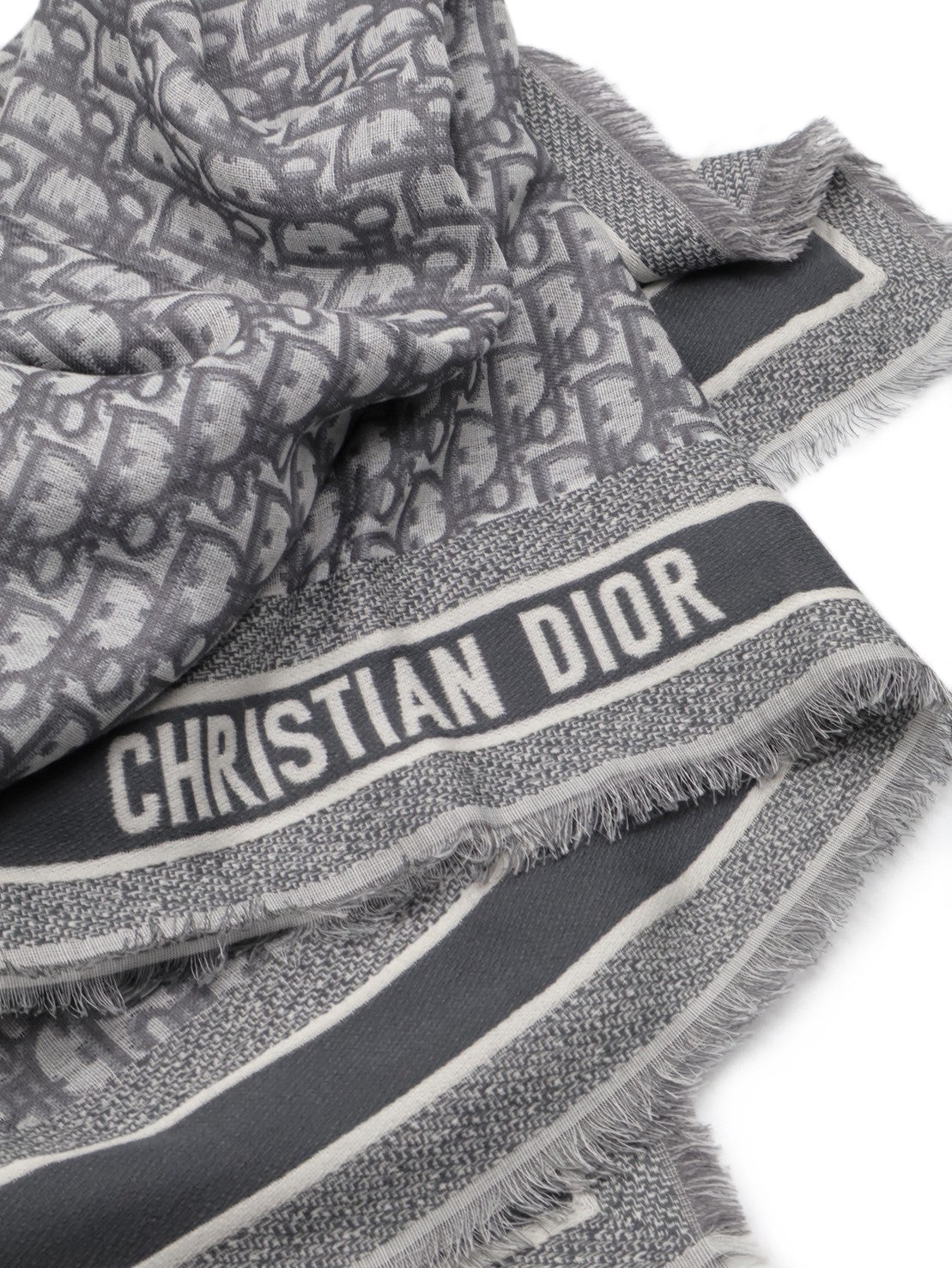 DIOR Oblique雙面薄披肩 - 灰