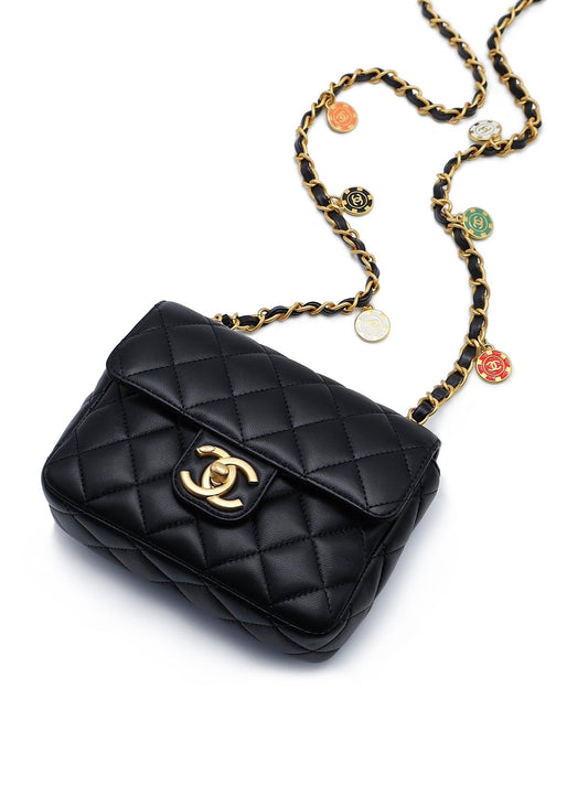 CHANEL 23C琺瑯籌碼金鏈口蓋包 - 方胖黑金