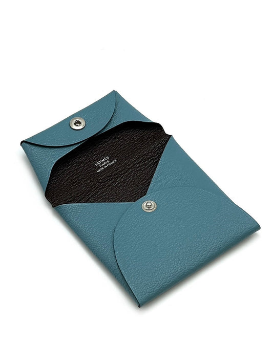 HERMES Chevre mysore bastia 卡包 - 新牛仔藍拚黑