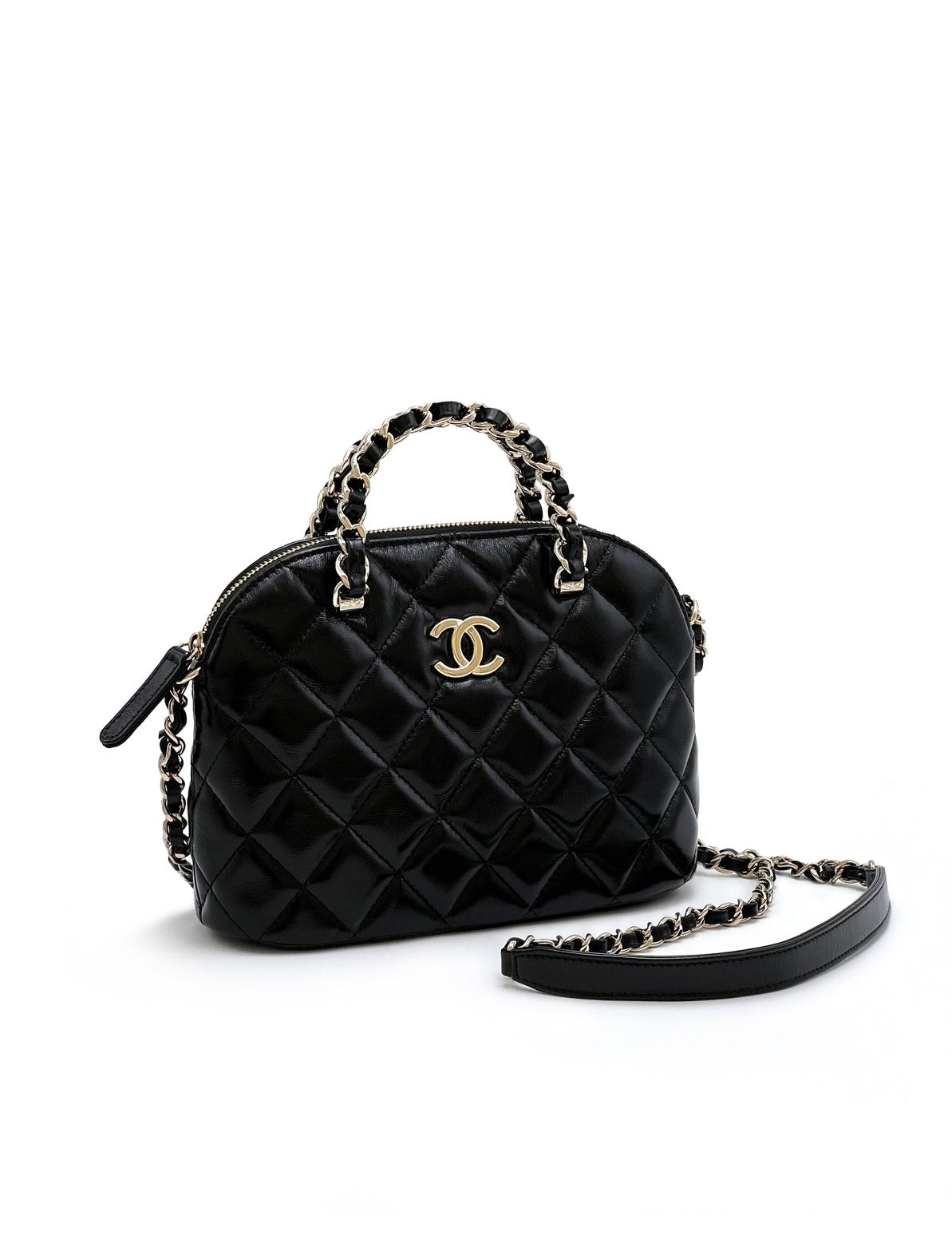CHANEL 24B亮面小羊皮貝殼包