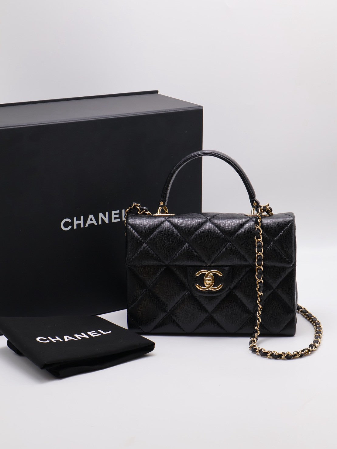 CHANEL 24P Handle bag - 大號黑金