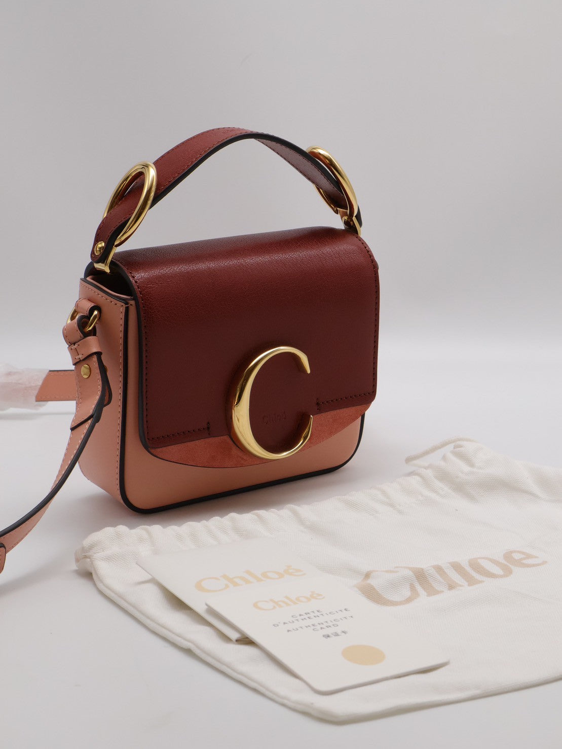 Chloe 經典 C Bag - mini棗紅珊瑚粉