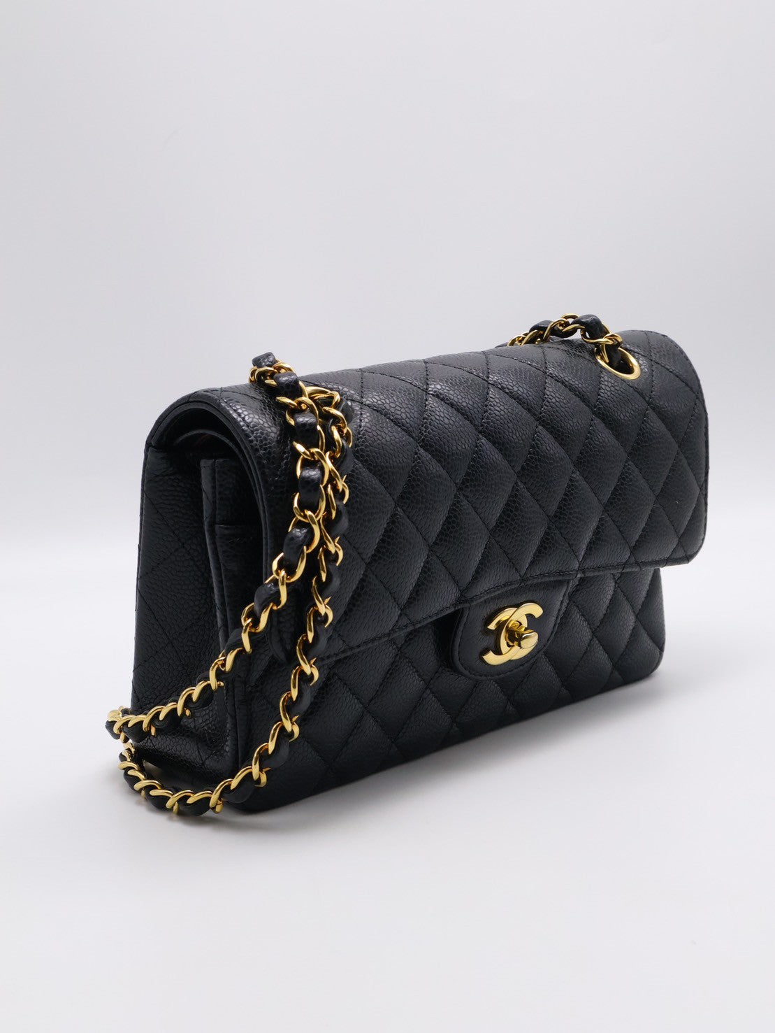 CHANEL 經典口蓋包 CF23 - 粒面牛皮黑金