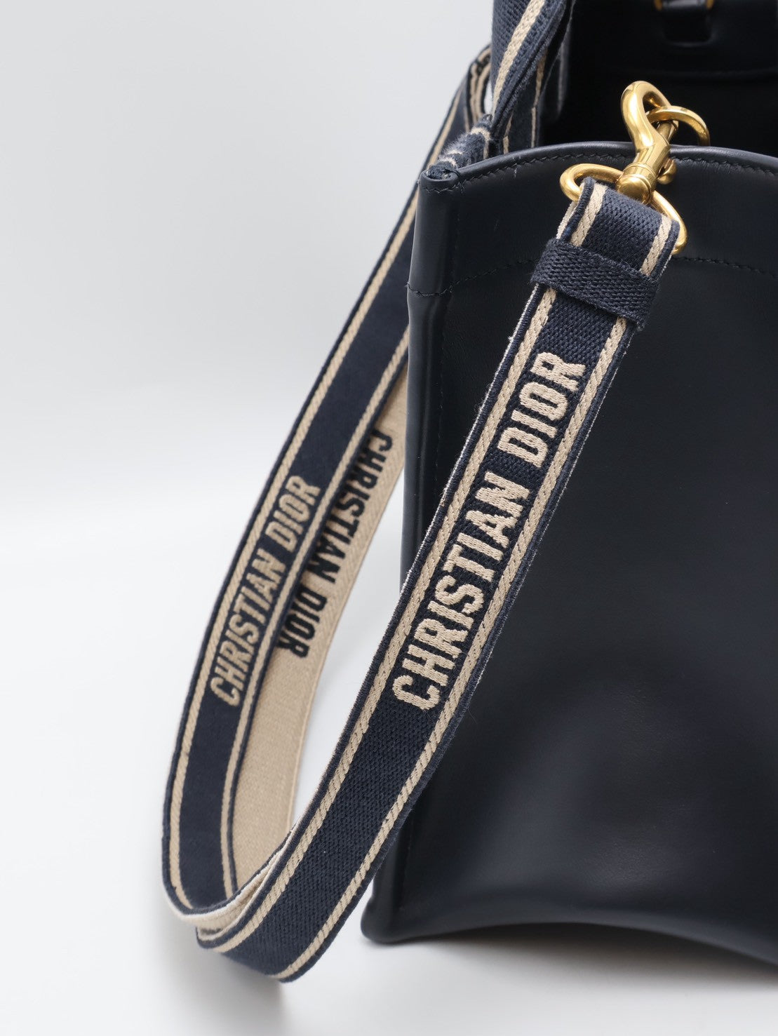 DIOR 刺繡老花背帶款Tote - 小號深藍