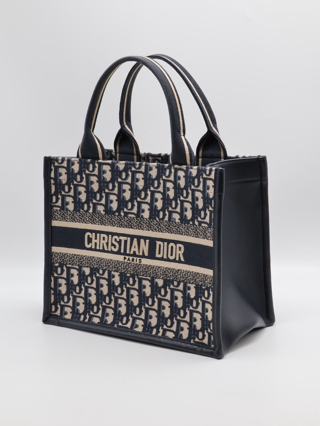 DIOR 刺繡老花背帶款Tote - 小號深藍