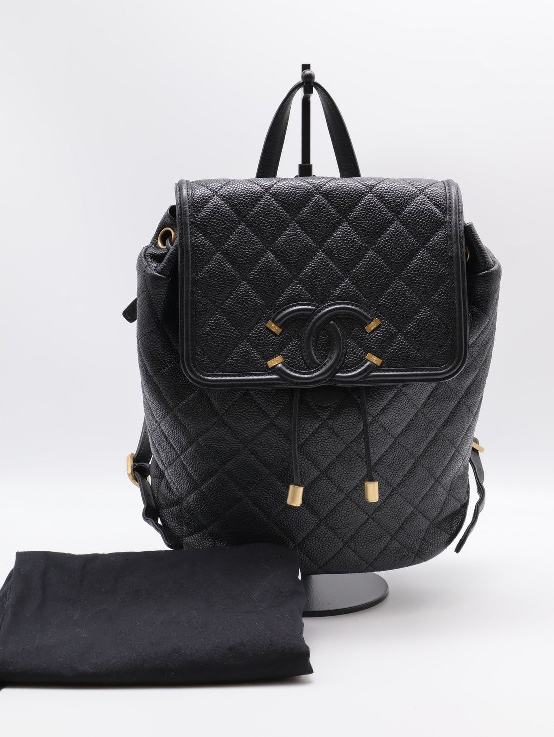 CHANEL Vanity case雙肩後背包 - 黑金26開