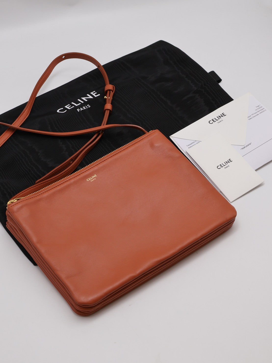 CELINE Trio多隔層斜背包 - 焦糖棕