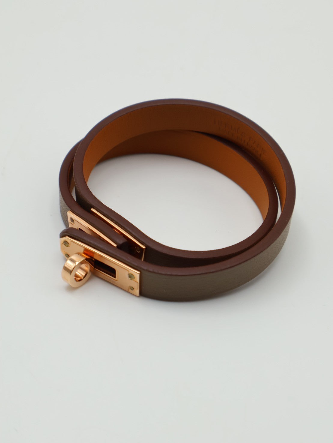 HERMES Mini kelly雙圈手環 - T3大象灰玫瑰金