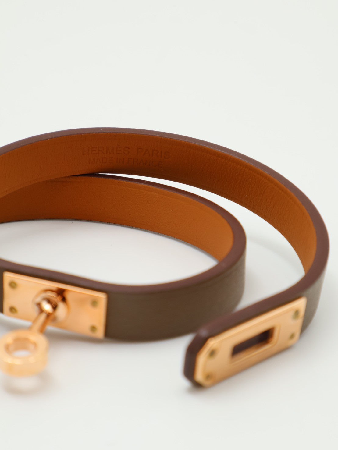HERMES Mini kelly雙圈手環 - T3大象灰玫瑰金