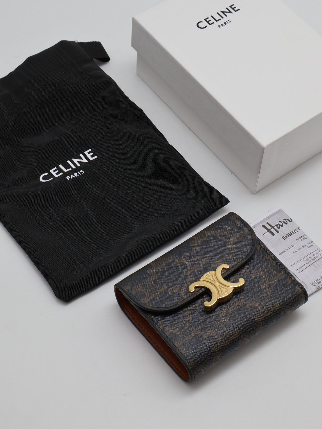 CELINE Triomphe凱旋釦老花三折短夾