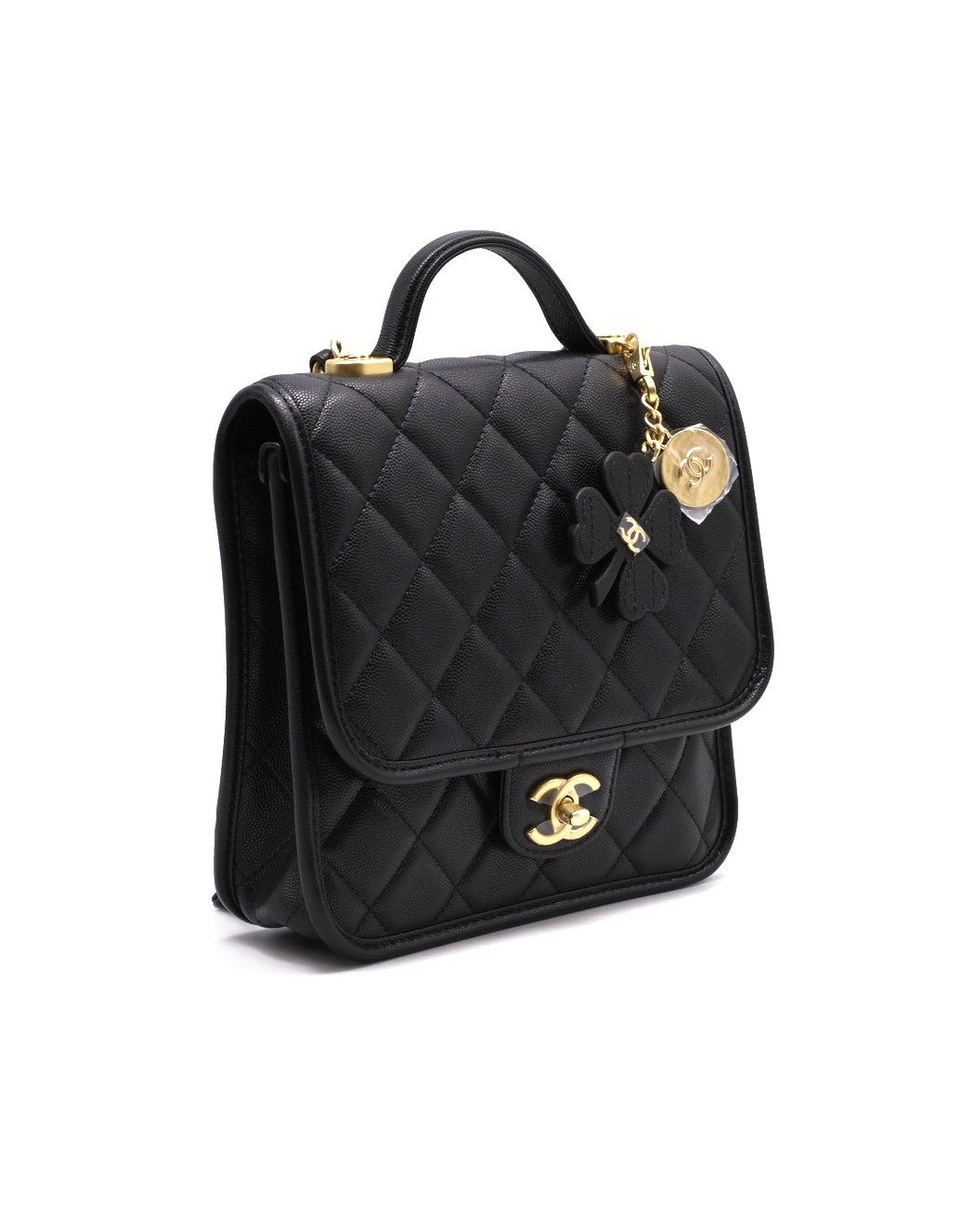 CHANEL 25B四葉草雙肩小書包 - 黑金