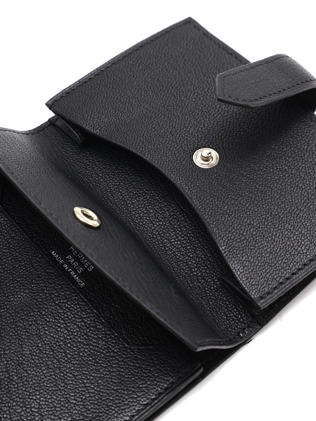 HERMES Beran雙折零錢卡包 - 黑銀 B