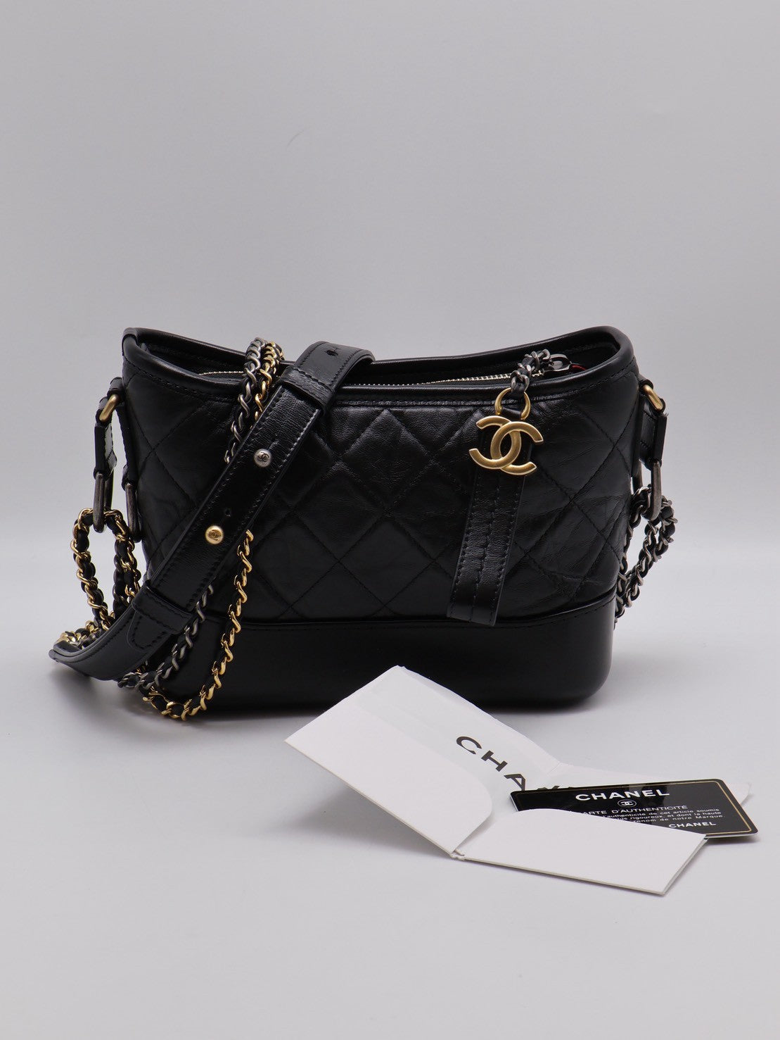 CHANEL 雙鍊條流浪包 - 小號黑28開