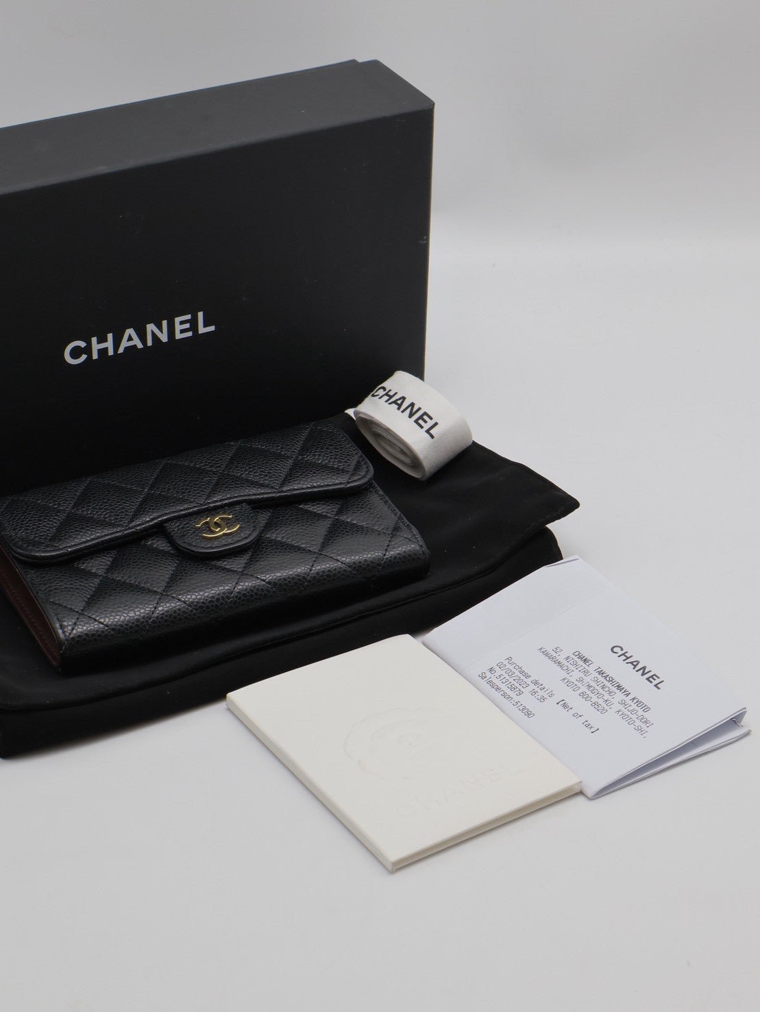 CHANEL 經典粒面牛皮中夾 - 黑金