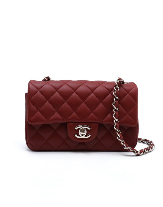 CHANEL 經典口蓋包 Mini CF20 - 暗紅銀28開