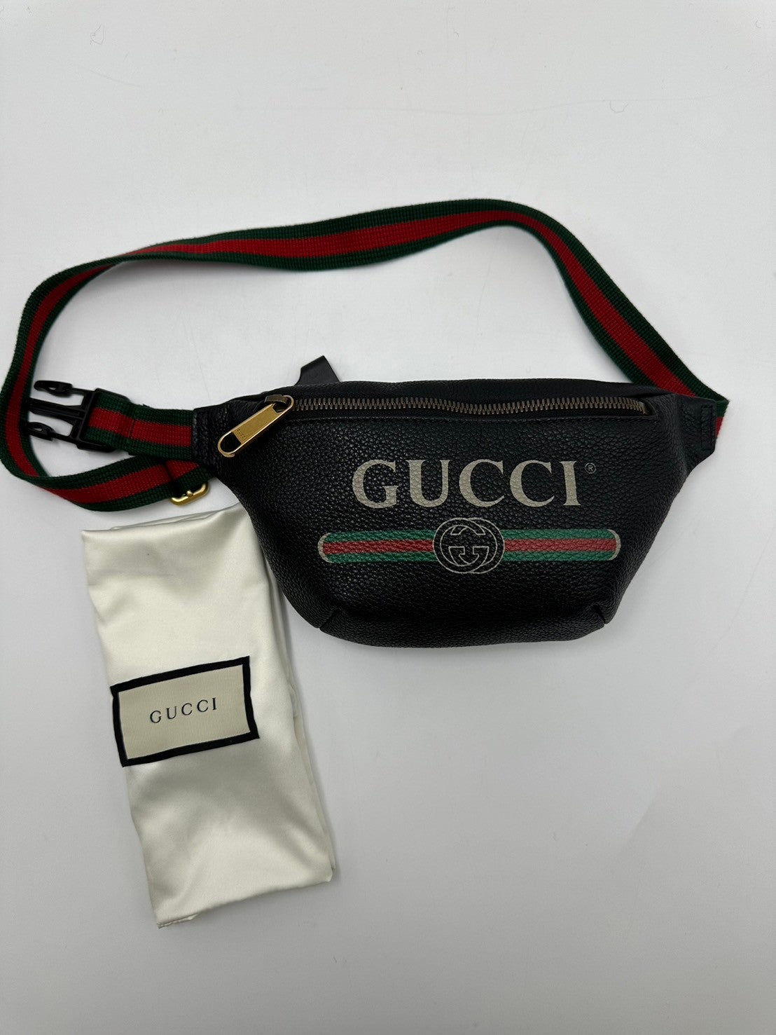 GUCCI Print復古腰包 - 小號黑